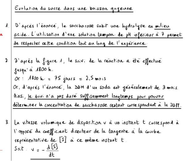 Sujet BAC cinétique chimique