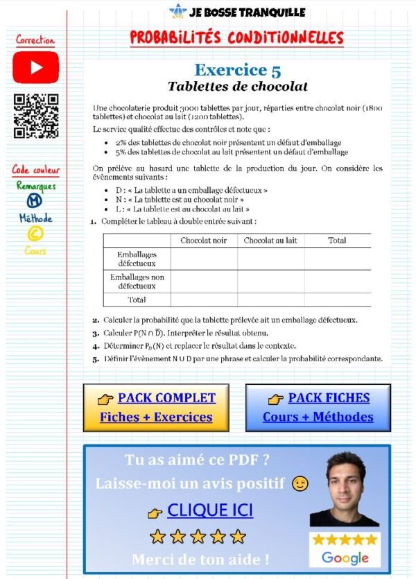 exercice sur les probabilités 1ere