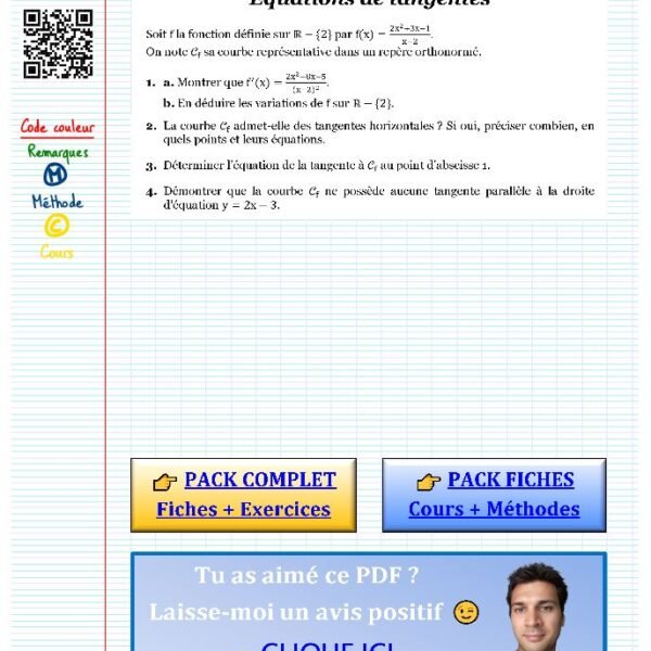 exercice maths premiere derivation
