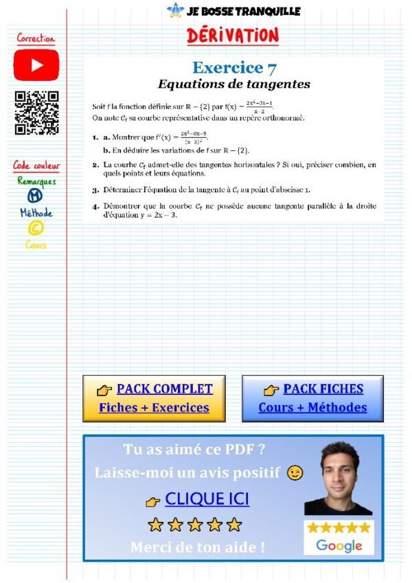 exercice maths premiere derivation