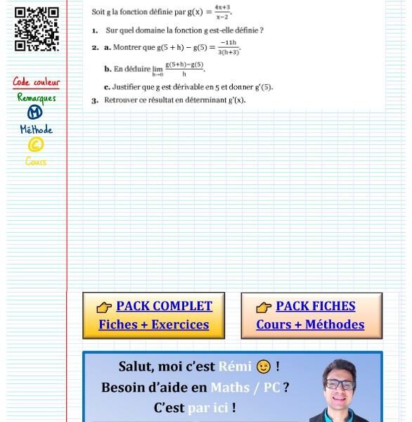 Exercice nombre derivé​