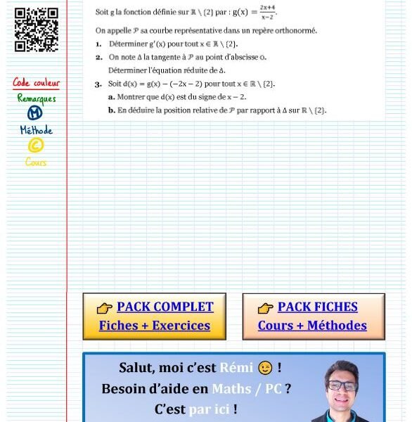 Exercice derivation premiere pdf