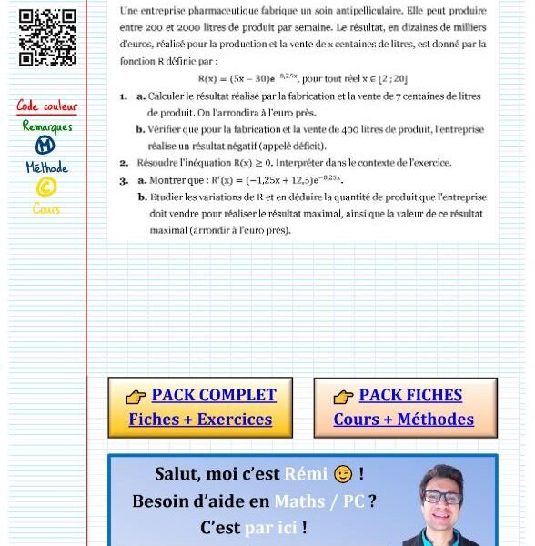 Exercice sur la fonction exponentielle