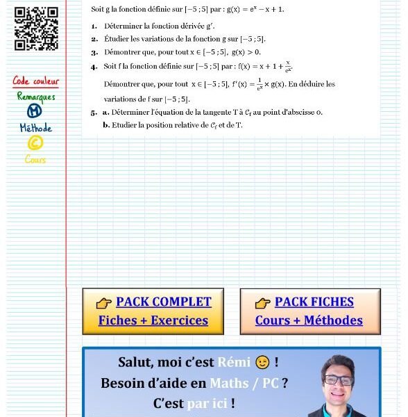 Exercice corrigé fonction exponentielle