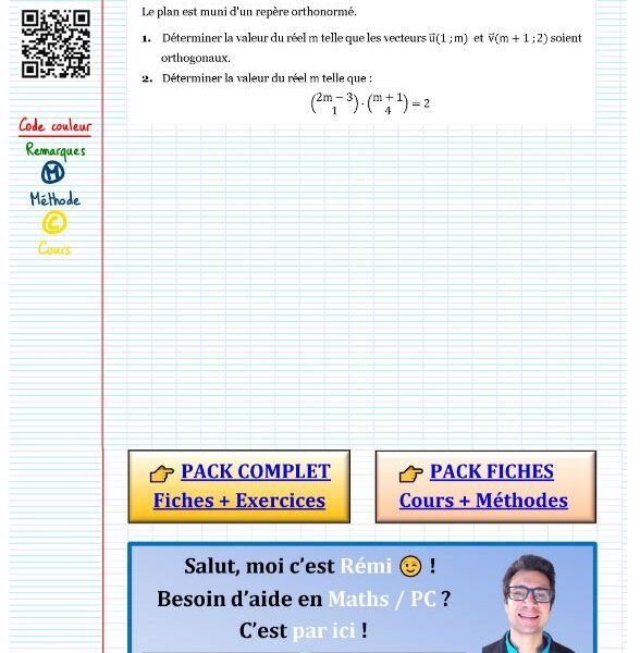 Exercice corrigé produit scalaire​