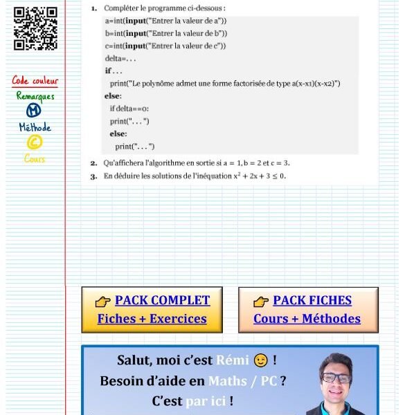 Polynome du second degré exercice