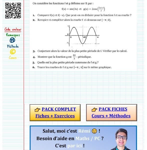 Exercice corrigé fonction trigonométrique première​
