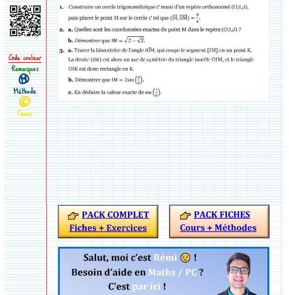 Exercice trigonométrie corrigé pdf​