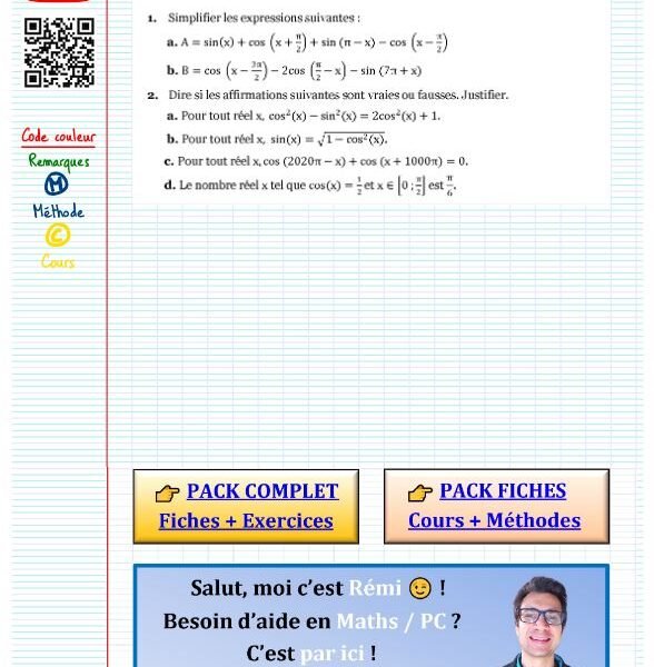 Exercice corrigé trigonométrie​