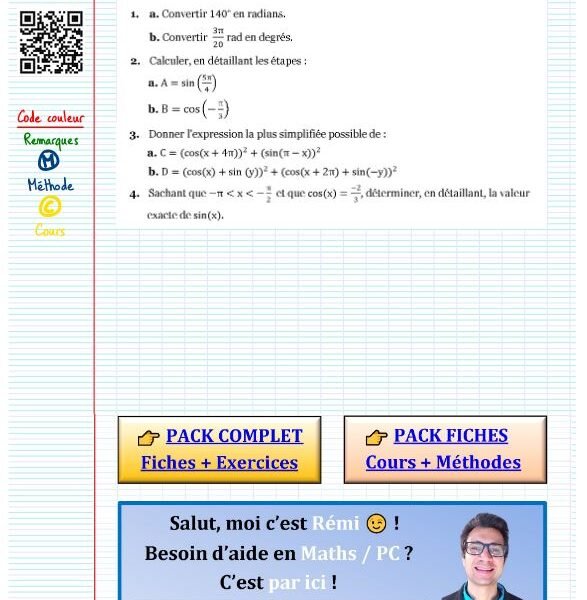 Exercice de calcul trigonométrique​