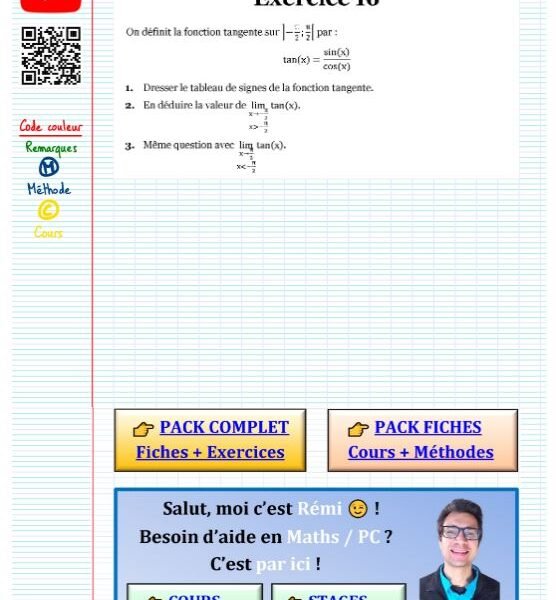 Exercice corrigé limite de fonction