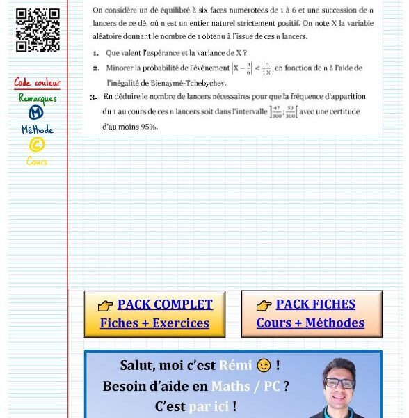 EXO TYPE DS 6 | Exercice corrigé loi des grands nombres