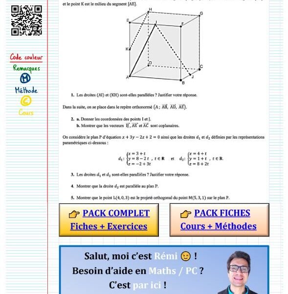 Exercice type bac geometrie dans l'espace​