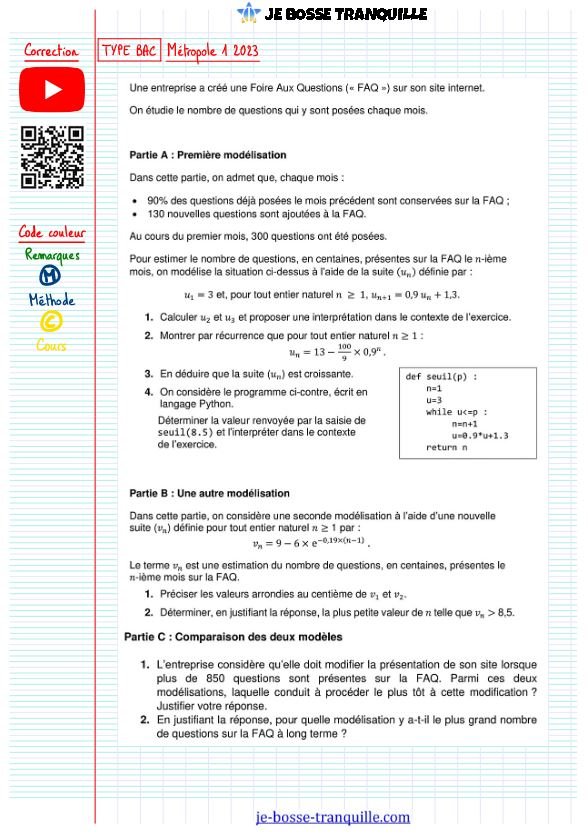 Exercice suites type bac