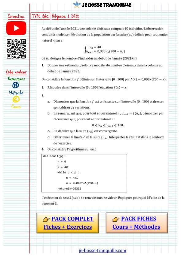 Exercice type bac suites spé maths​