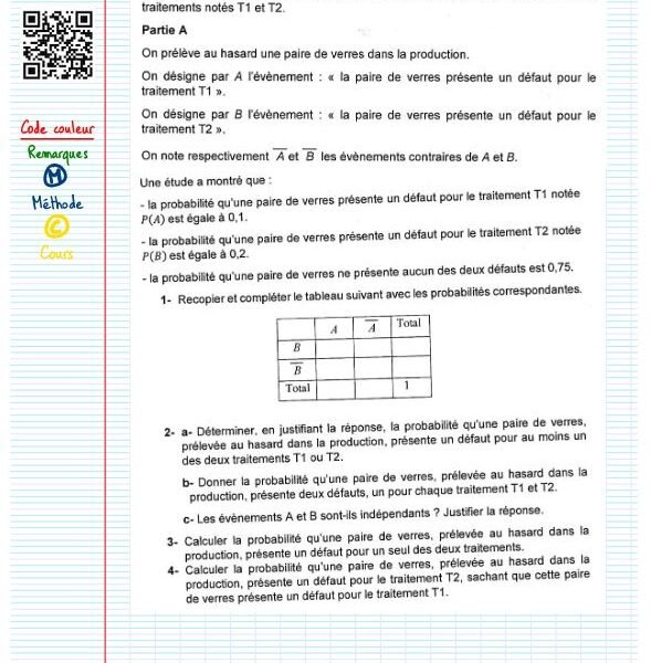 Exercice type bac probabilité
