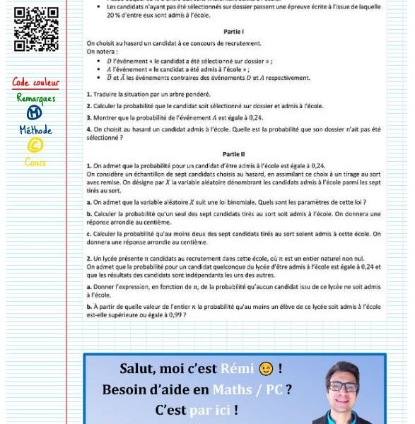 Exercice probabilité type bac​