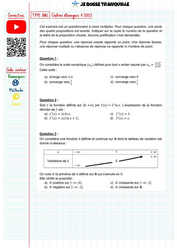 QCM bac maths​