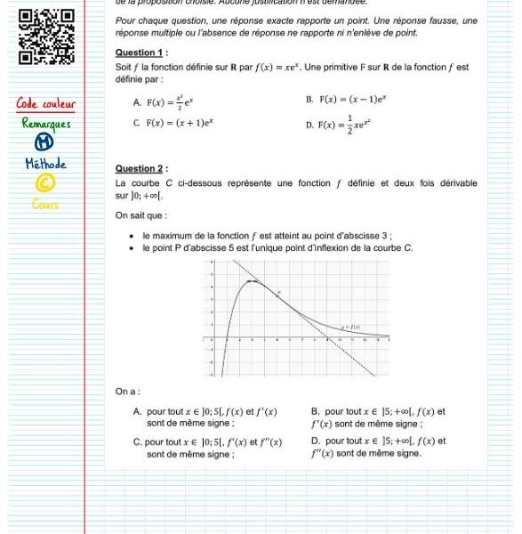 QCM maths bac
