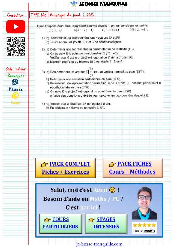 Geometrie dans l'espace type bac​