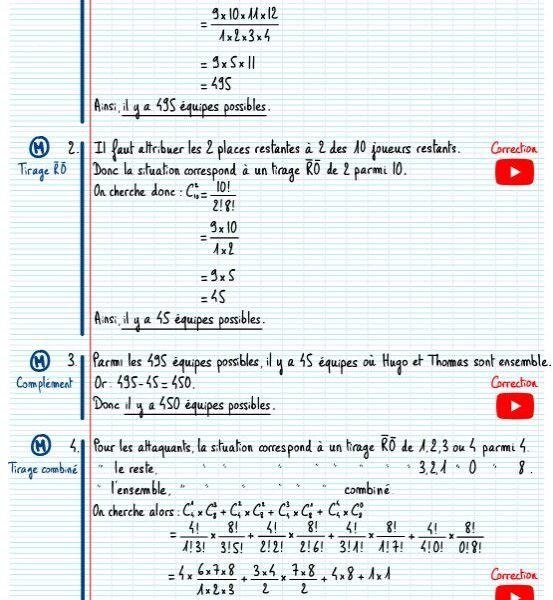 Exercices Combinatoire et dénombrement terminale​