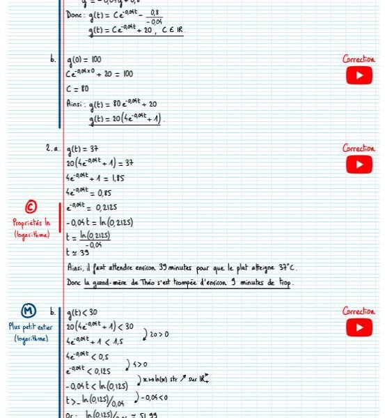 Exercices Équations différentielles terminale​