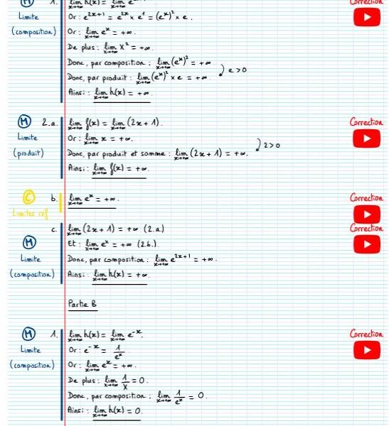 Exercices limites de fonctions terminale​