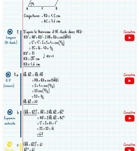 Exercices Produit scalaire