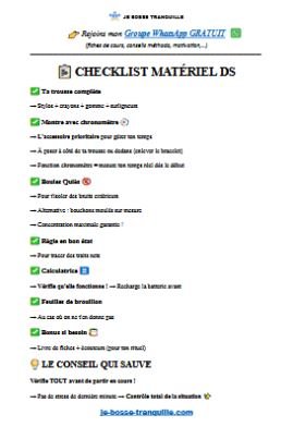 Checklist matériel pour tes DS