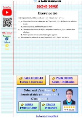 Exercice fonction trinome parametrique