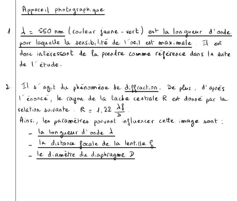 exercice type BAC diffraction