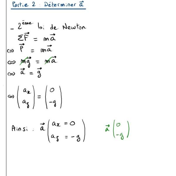 Determiner les coordonnees d'un vecteur acceleration