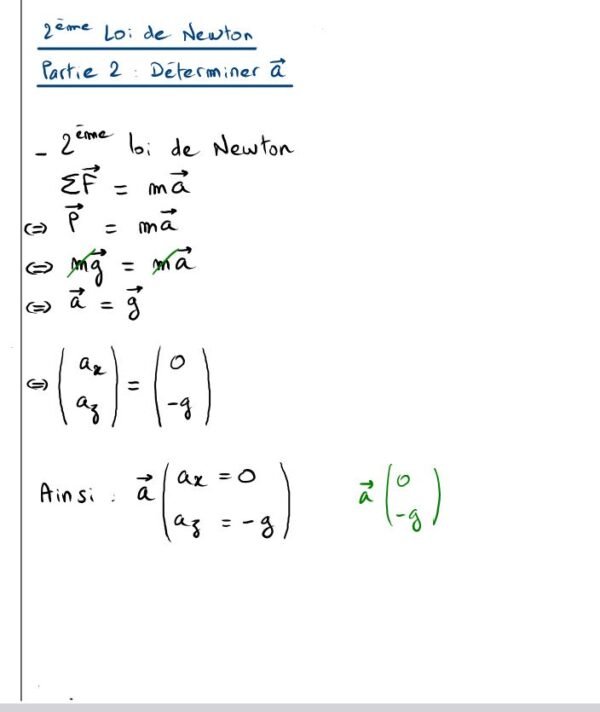 Determiner les coordonnees d'un vecteur acceleration