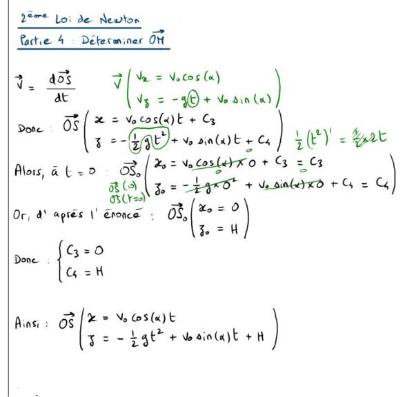 Comment calculer le vecteur position