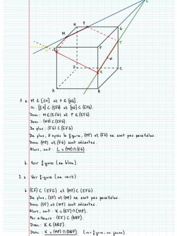 Exercice vecteur droite et plan de l'espace 11