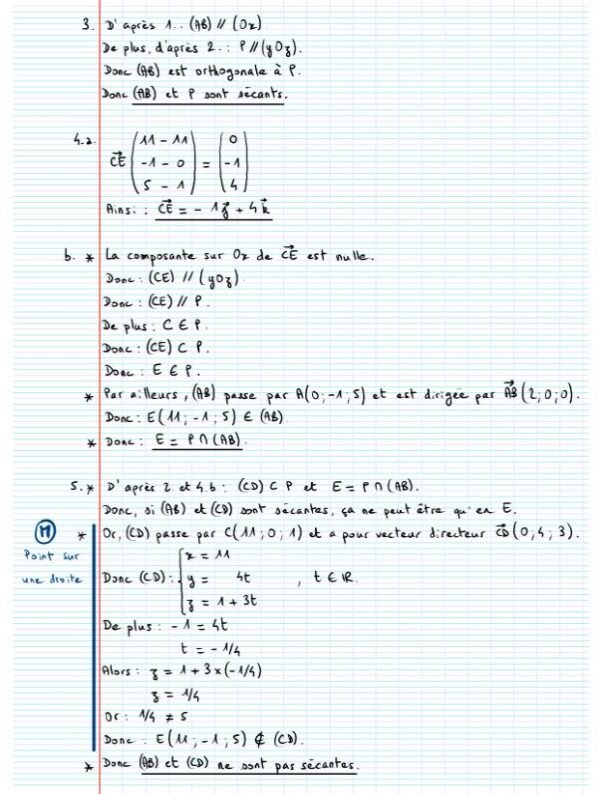 Exercice vecteur droite et plan de l'espace 15