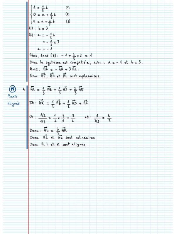 Exercice vecteur droite et plan de l'espace 16