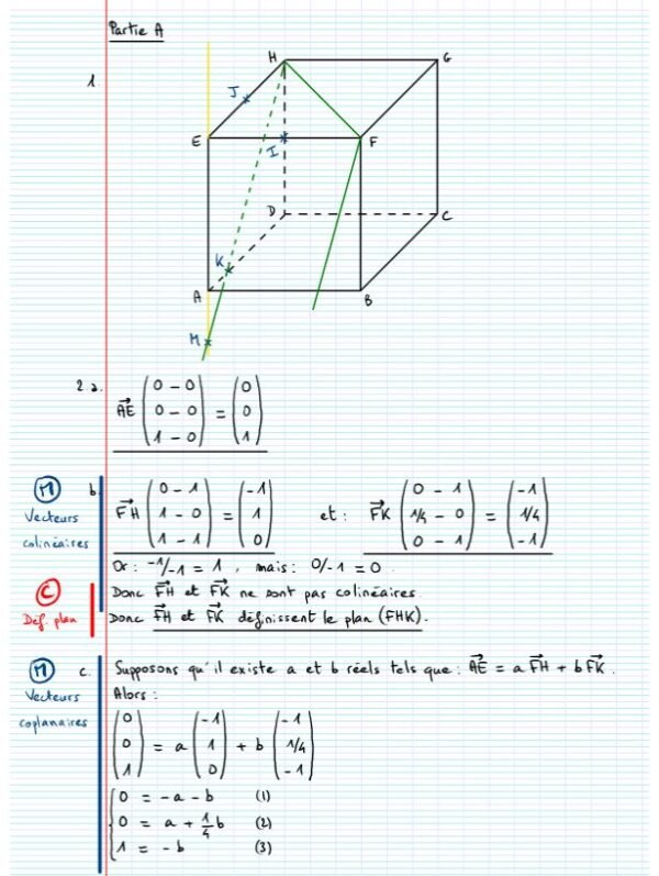 Exercice vecteur droite et plan de l'espace 19